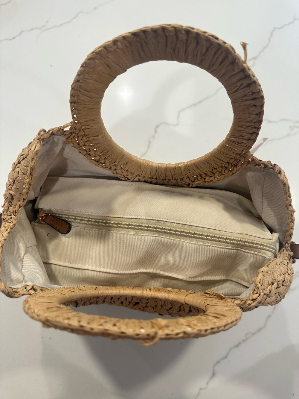Lauren Conrad NWT Raffia Straw Round Handle Crossbody Bag - Picture 5 of 9